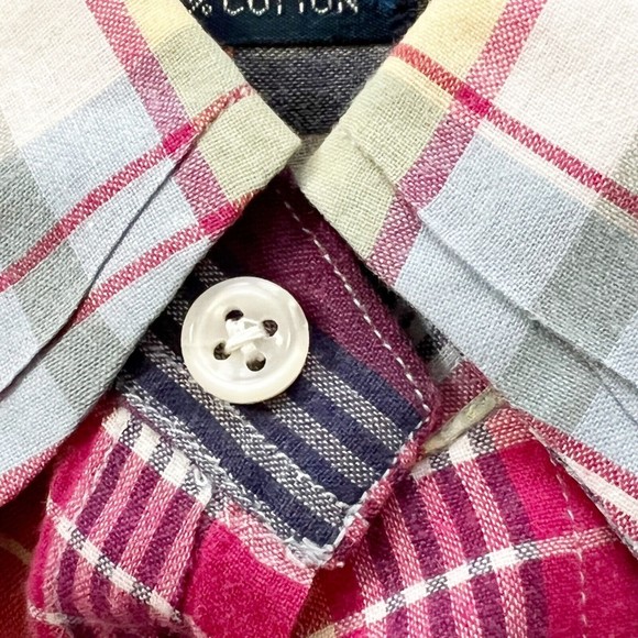 VTG Ralph Lauren BLAKE Cotton Plaid Button Down Shirt S/S Lightweight Soft Sz L - Picture 9 of 9